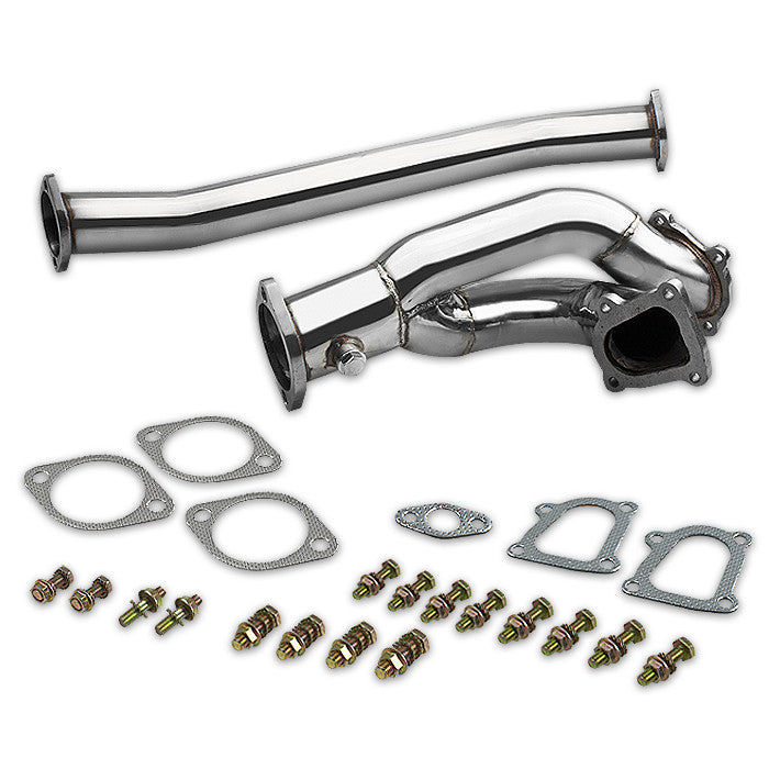 J2 Engineering, 86-92 Toyota Supra MK3 1JZ-GTE 3 in. OD Downpipe Kit - Stainless Steel