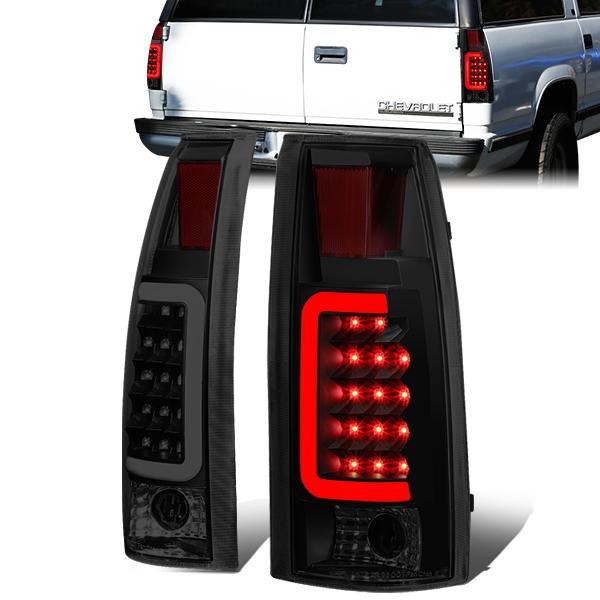 Nuvision Lighting, 88-00 Chevy Silverado C10 C/K 1500 2500 3500 Suburban LED C-Bar Tail Lights - Tinted