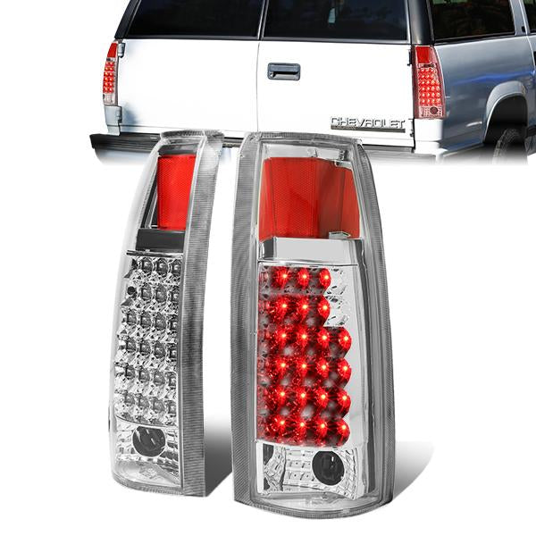 Nuvision Lighting, 88-00 Chevy Silverado C10 C/K 1500 2500 3500 Suburban LED Tail Lights - Chrome