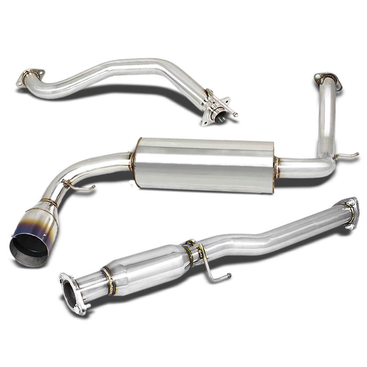 J2 Engineering, 88-91 Honda CRX Catback Exhaust System w/4.5 in. OD Muffler Burnt Tip