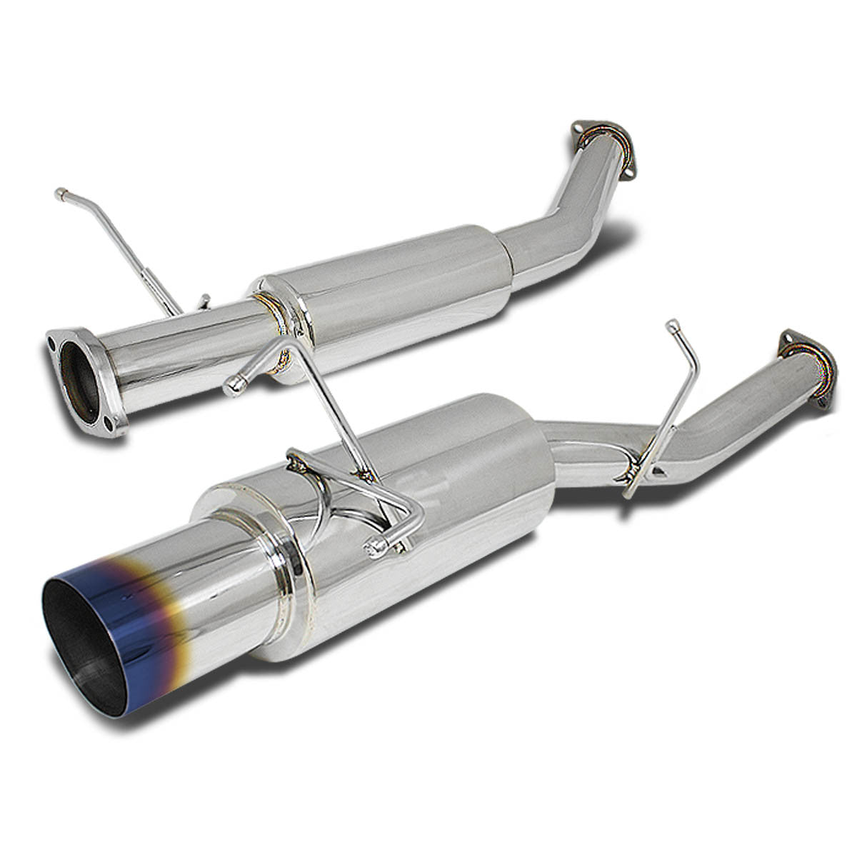 J2 Engineering, 89-94 Nissan 240SX Catback Exhaust w/4 in. OD Muffler Burnt Tip - Stainless Steel