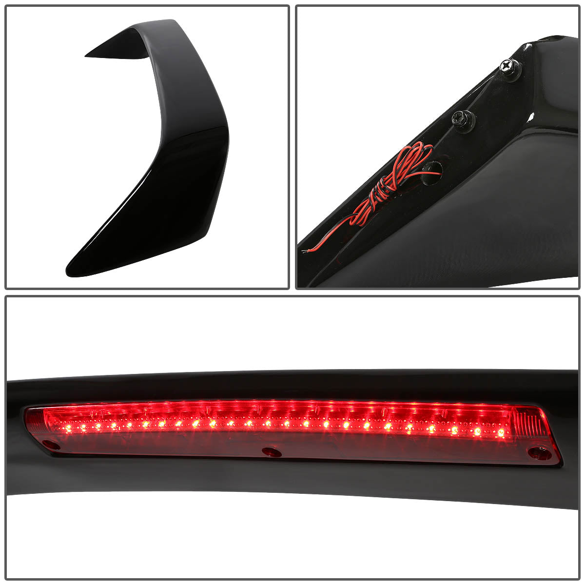 J2 Engineering, 94-01 Acura Integra Hatchback Type-R Spoiler w/LED Brake Light - 50 in. x 13 in. x 9 in.