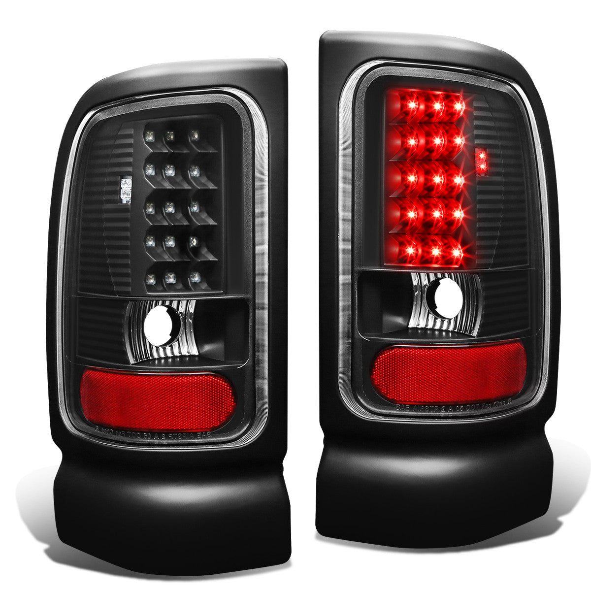 Nuvision Lighting, 94-02 Dodge Ram 1500 2500 3500 LED Rear Brake Tail Lights - Black