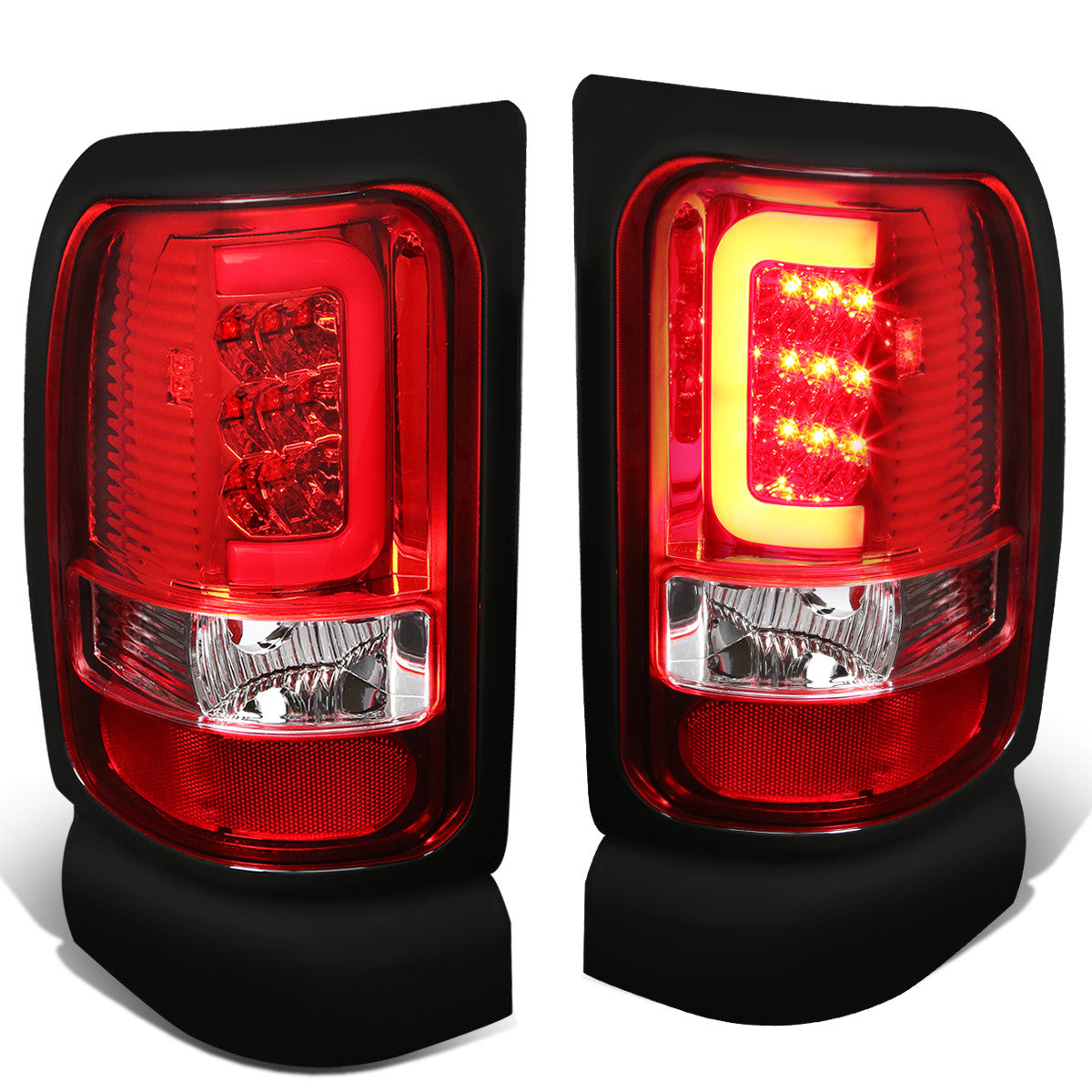 Nuvision Lighting, 94-02 Dodge Ram 1500 2500 3500 Red C-Bar LED Rear Brake Tail Lights