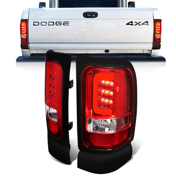 Nuvision Lighting, 94-02 Dodge Ram 1500 2500 3500 Red C-Bar LED Rear Brake Tail Lights