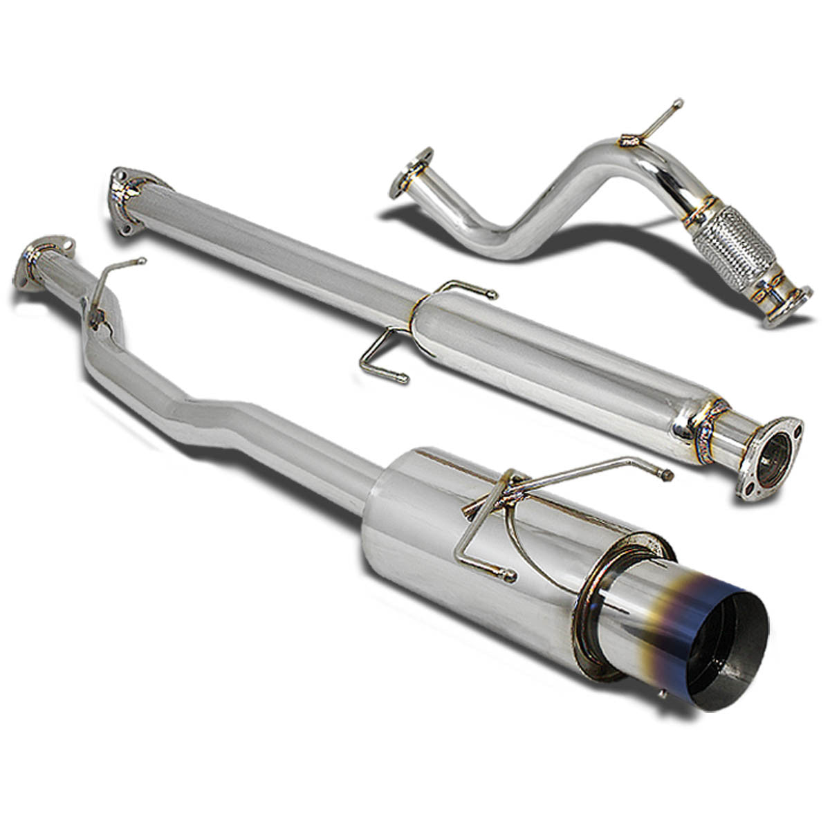 J2 Engineering, 94-97 Honda Accord l4 Catback Exhaust System w/4.5 in. OD Muffler Burnt Tip