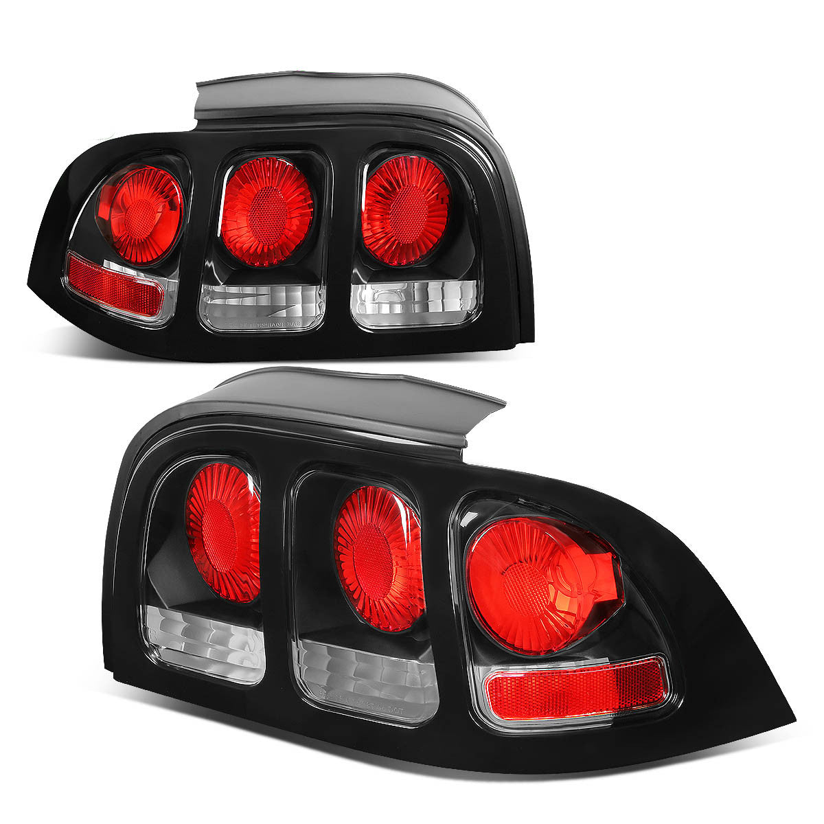 Nuvision Lighting, 94-98 Ford Mustang Rear Brake Tail Lights - Altezza Style - Black Housing