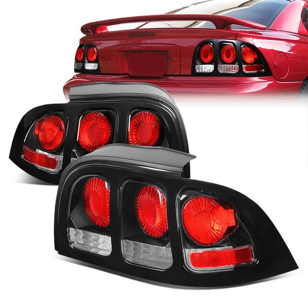 Nuvision Lighting, 94-98 Ford Mustang Rear Brake Tail Lights - Altezza Style - Black Housing