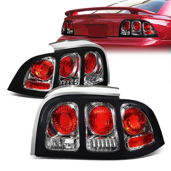 Nuvision Lighting, 94-98 Ford Mustang Rear Brake Tail Lights - Altezza Style - Chrome Housing