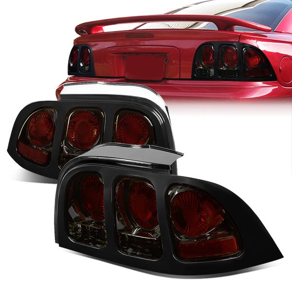 Nuvision Lighting, 94-98 Ford Mustang Rear Brake Tail Lights - Altezza Style - Smoked Housing