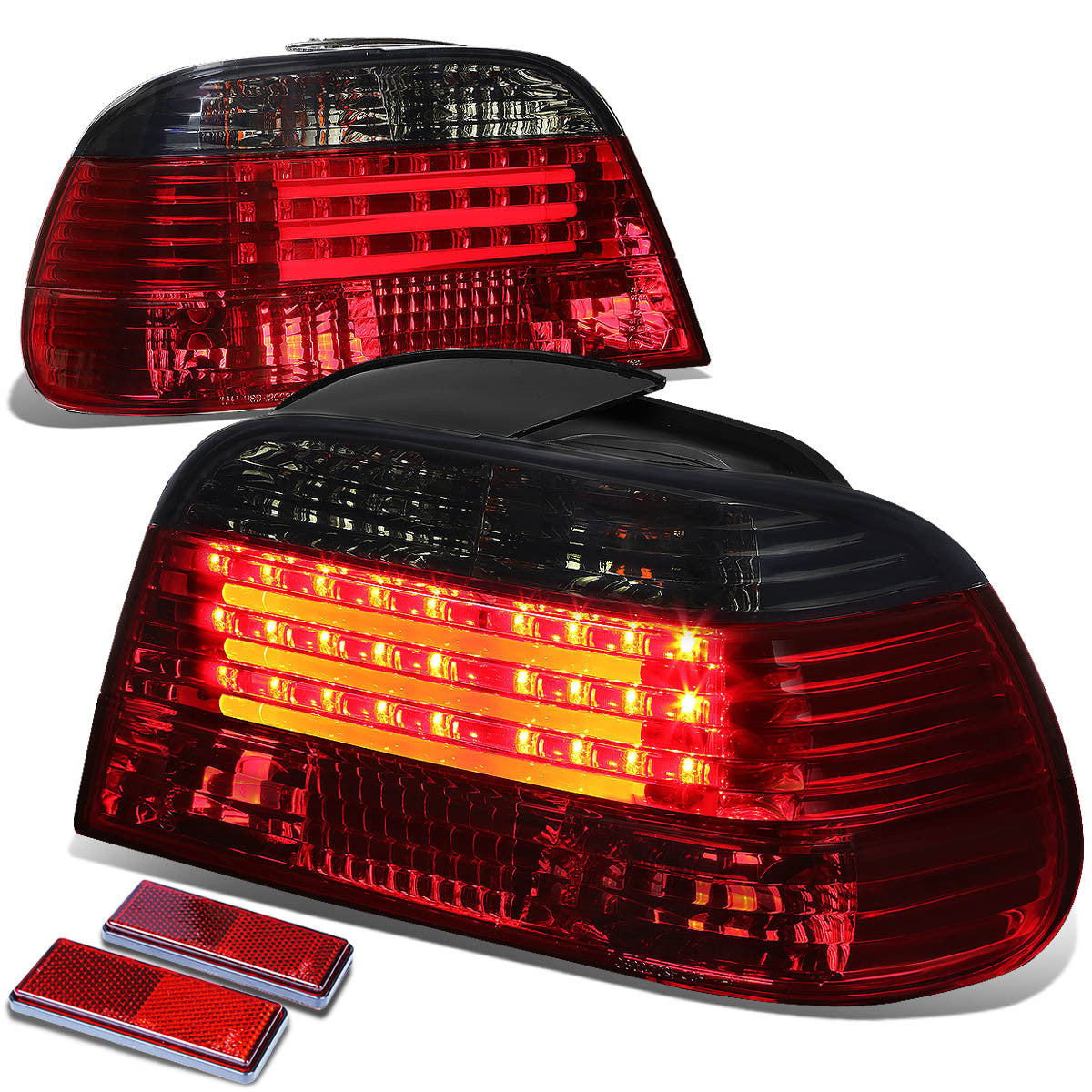 Nuvision Lighting, 95-01 BMW E38 750iL 740iL 740i LED Bar Rear Brake Tail Lights - Red/Smoked Lens