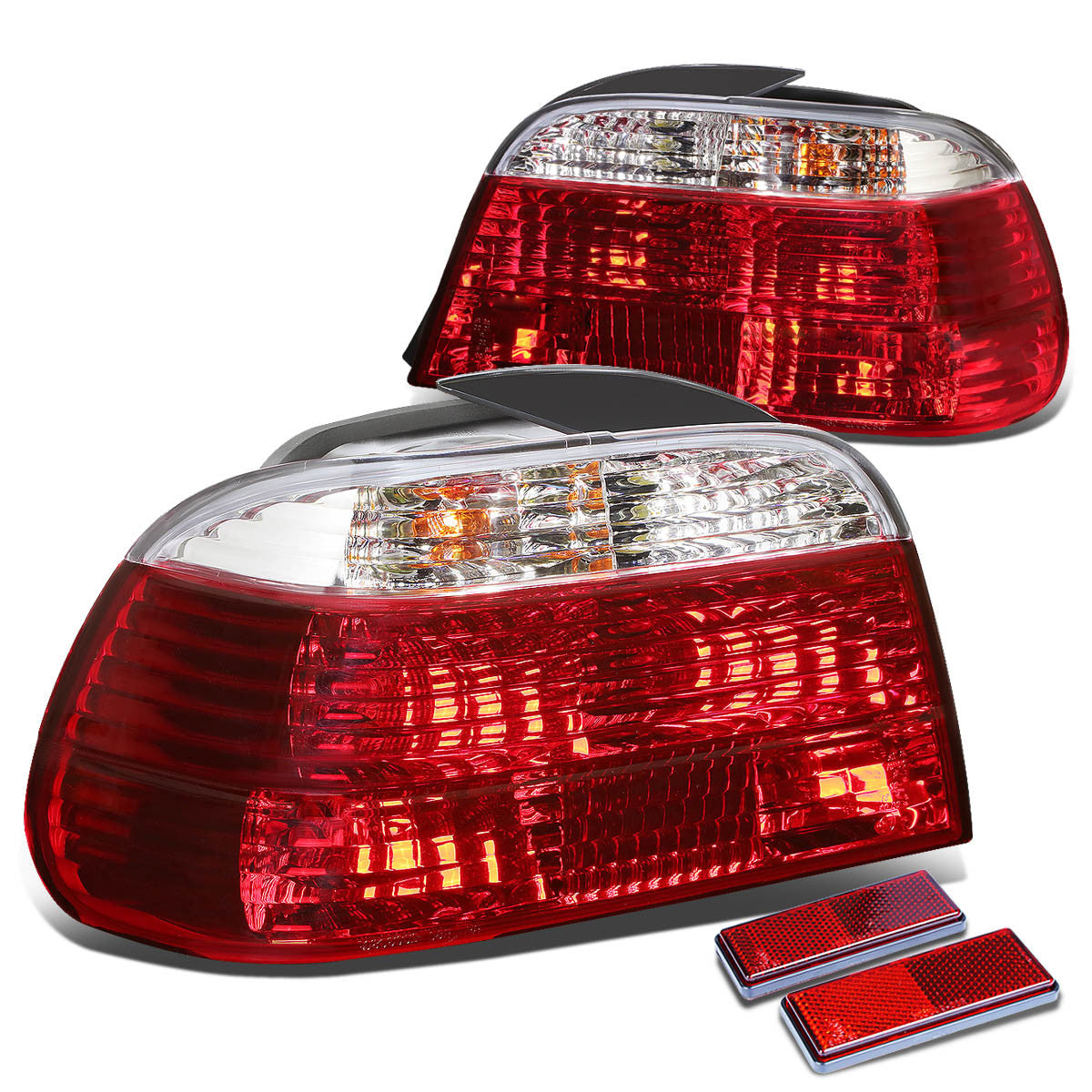 Nuvision Lighting, 95-01 BMW E38 750iL 740iL 740i Rear Brake Tail Lights - Red/Clear Lens