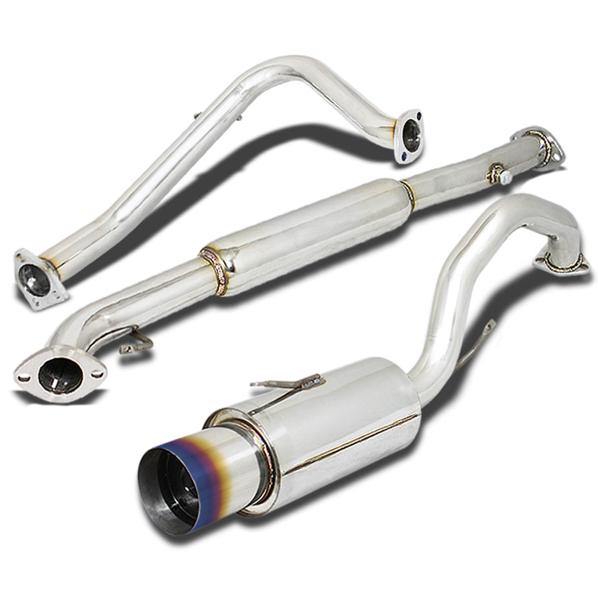 J2 Engineering, 95-99 Mitsubishi Eclipse Eagle Talon DOHC Catback Exhaust w/4.5 in. OD Muffler Burnt Tip