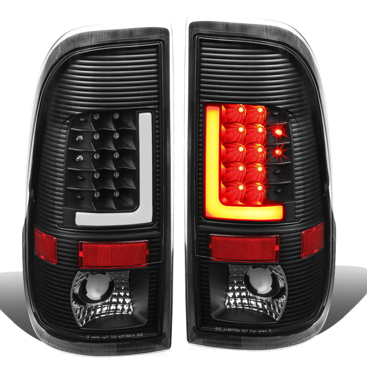 Nuvision Lighting, 97-07 Ford F250 F350 F450 F550 Super Duty LED L-Bar Rear Brake Tail Lights - Black