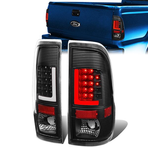 Nuvision Lighting, 97-07 Ford F250 F350 F450 F550 Super Duty LED L-Bar Rear Brake Tail Lights - Black