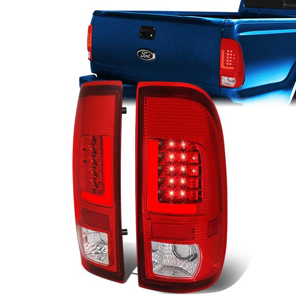 Nuvision Lighting, 97-07 Ford F250 F350 F450 F550 Super Duty LED L-Bar Rear Brake Tail Lights - Red