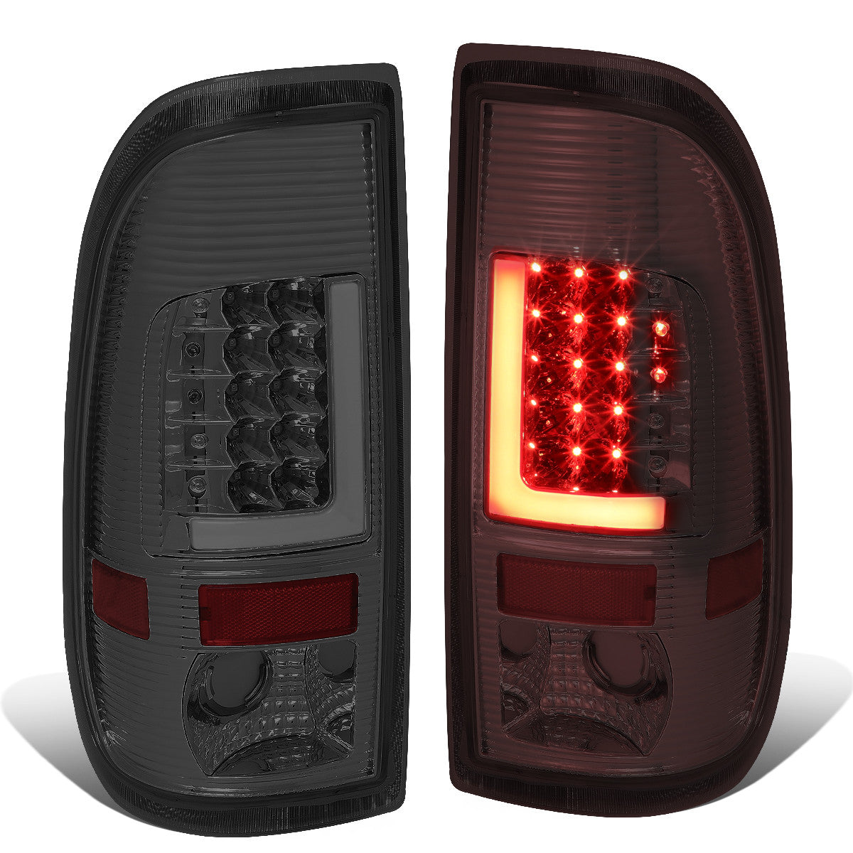 Nuvision Lighting, 97-07 Ford F250 F350 F450 F550 Super Duty LED L-Bar Rear Brake Tail Lights - Smoked