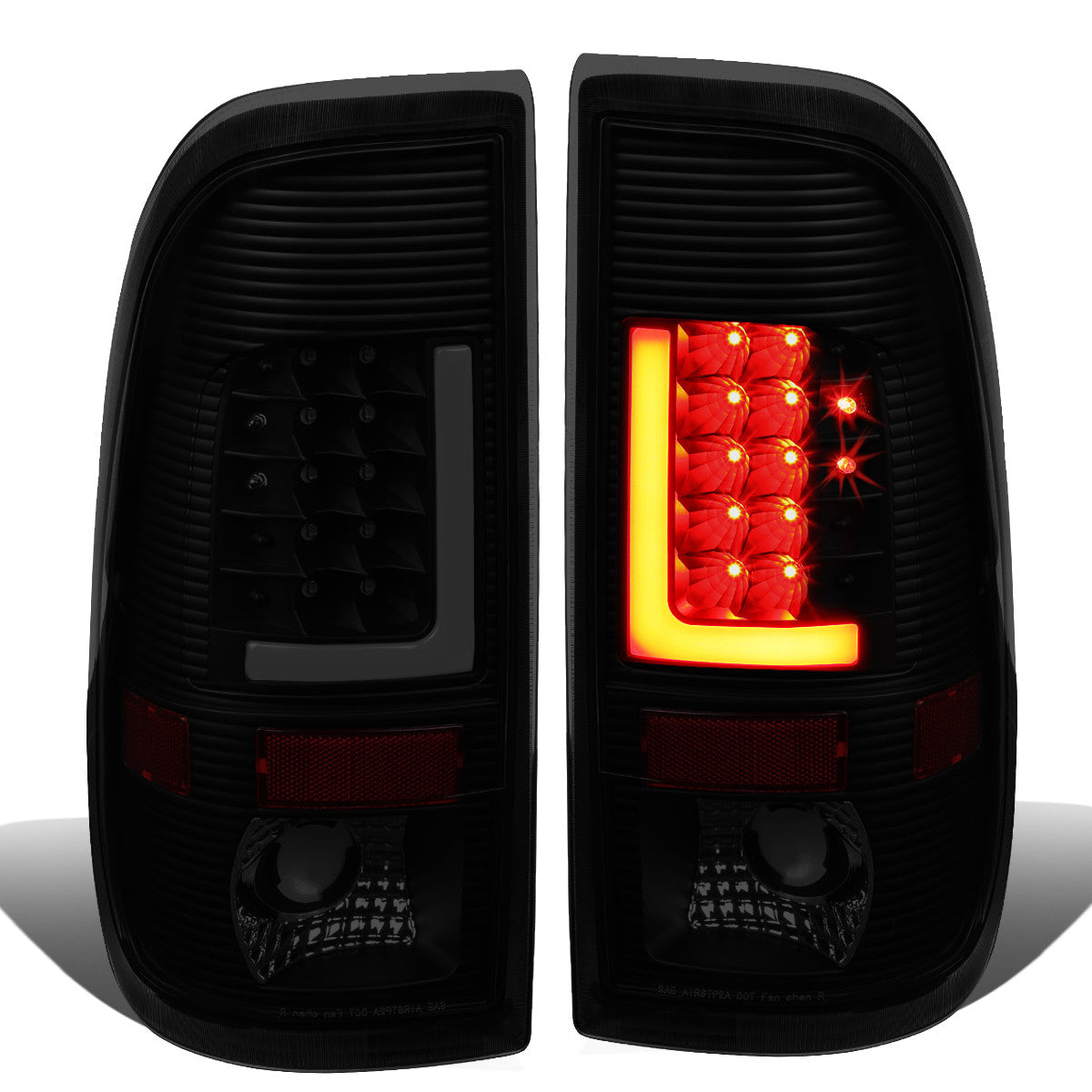 Nuvision Lighting, 97-07 Ford F250 F350 F450 F550 Super Duty LED L-Bar Rear Brake Tail Lights - Tinted