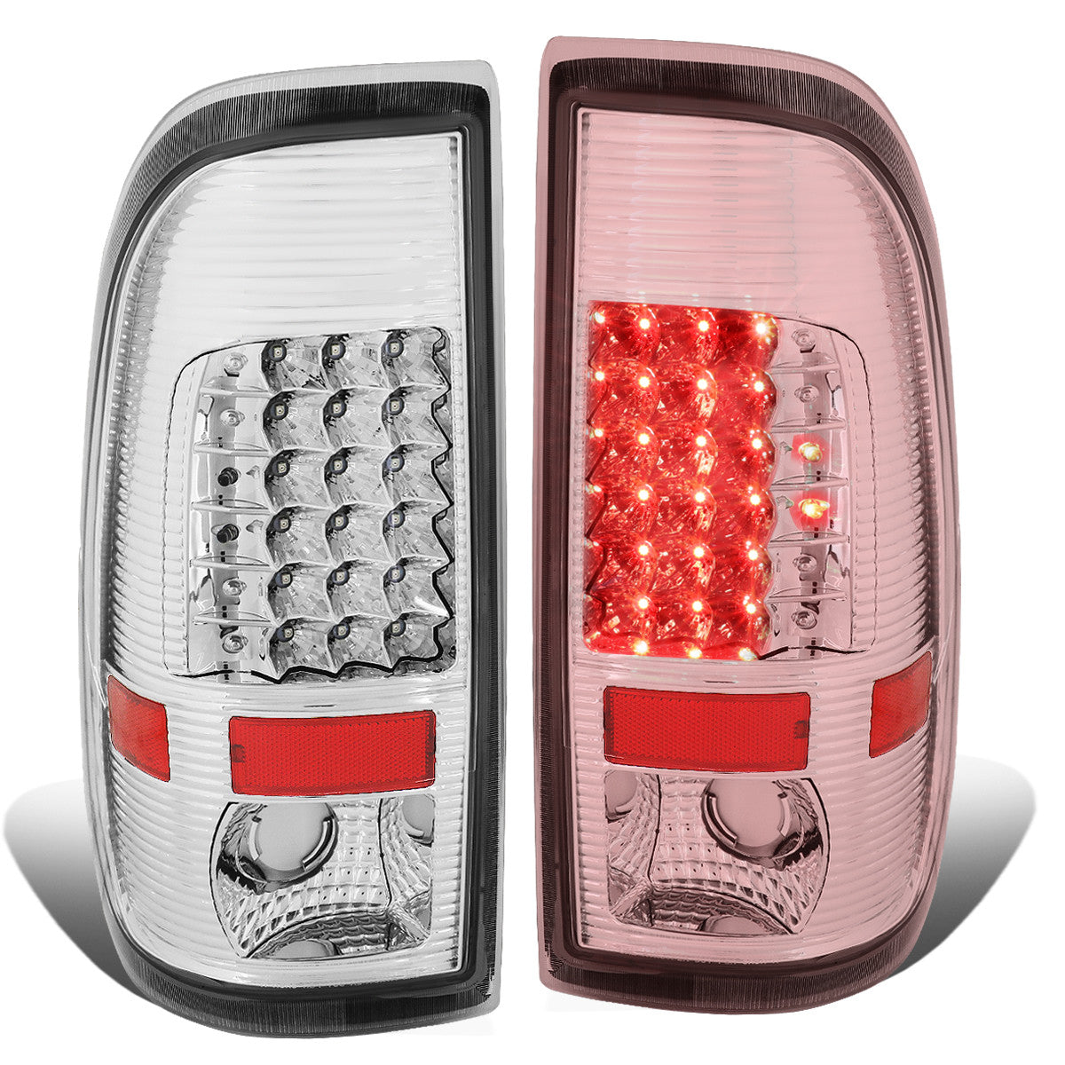 Nuvision Lighting, 97-07 Ford F250 F350 F450 F550 Super Duty LED Rear Brake Tail Lights - Chrome