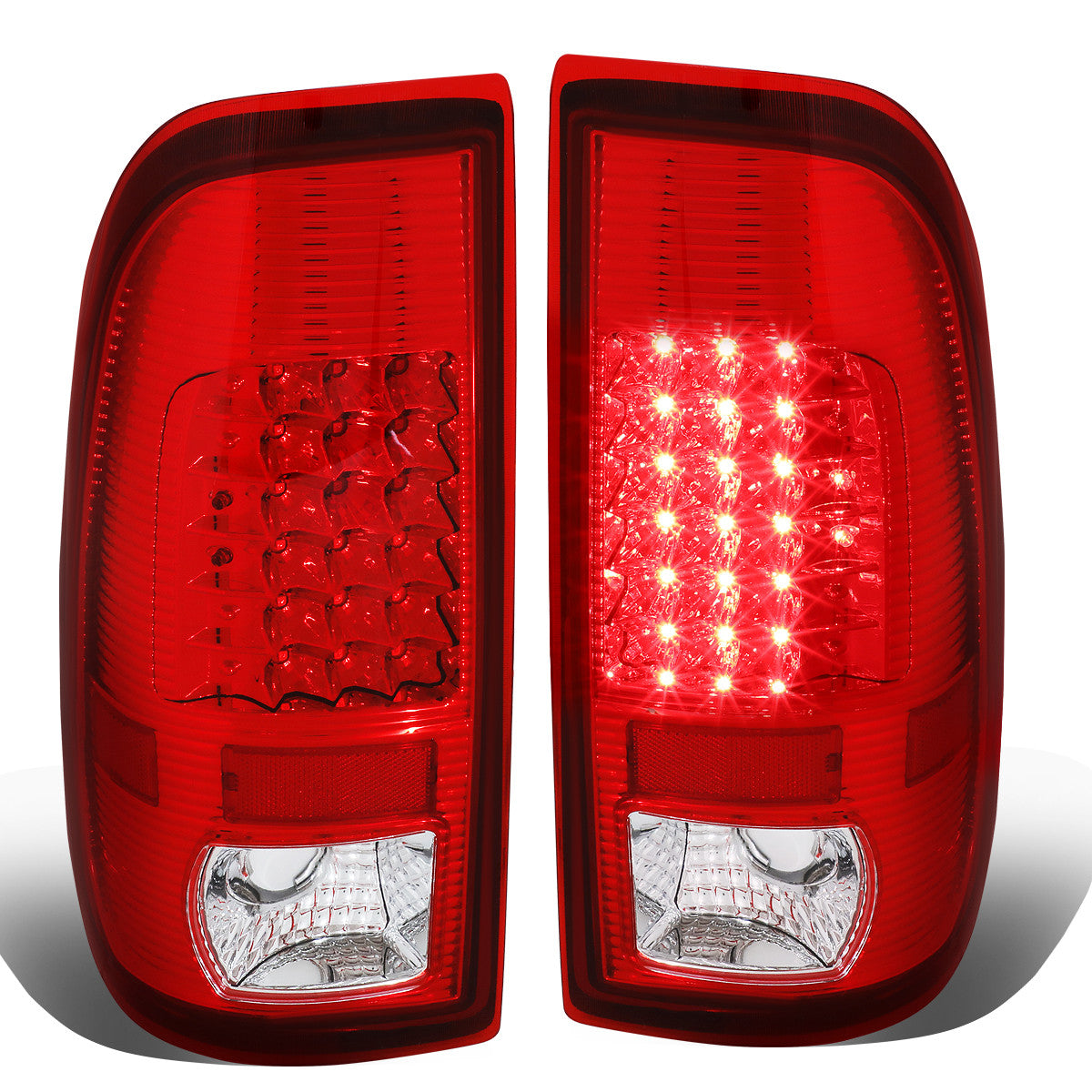 Nuvision Lighting, 97-07 Ford F250 F350 F450 F550 Super Duty LED Rear Brake Tail Lights - Red