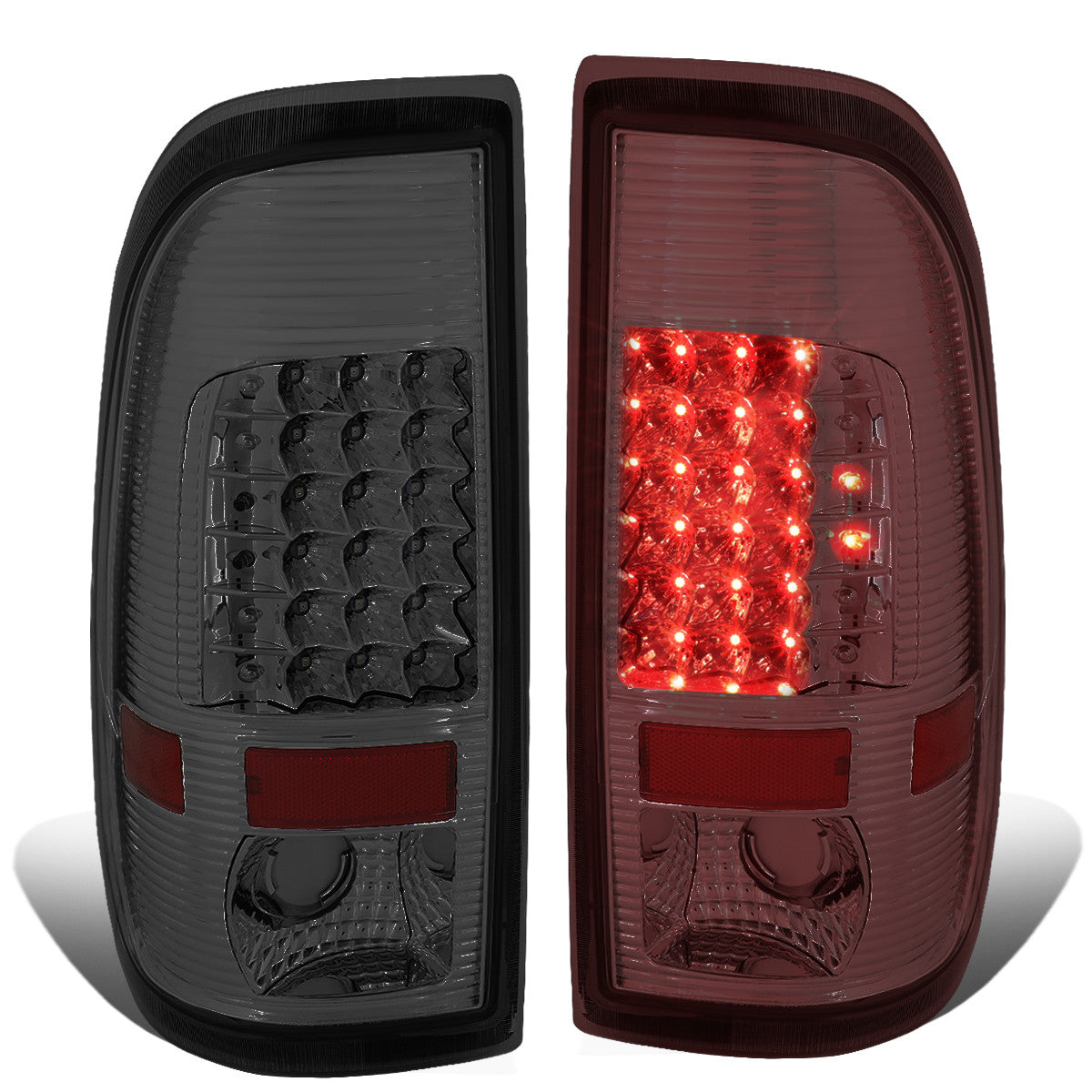 Nuvision Lighting, 97-07 Ford F250 F350 F450 F550 Super Duty LED Rear Brake Tail Lights - Smoked