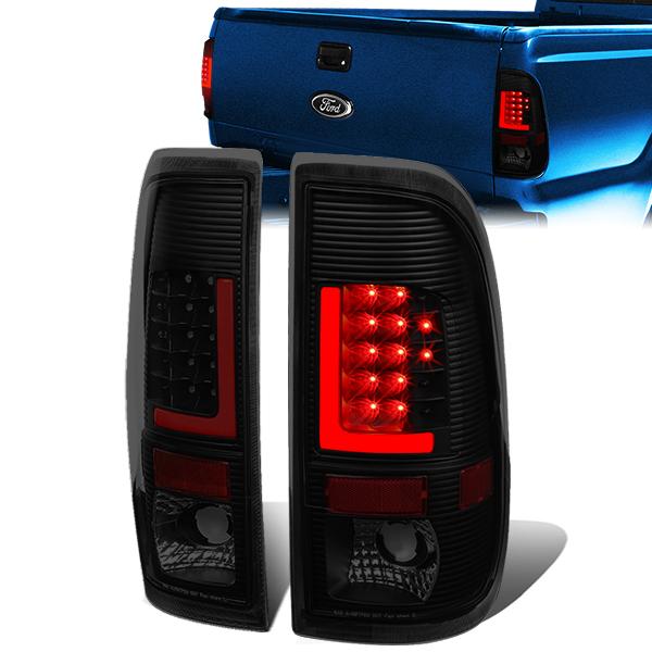 Nuvision Lighting, 97-07 Ford F250 F350 F450 F550 Super Duty Red L-Bar LED Rear Brake Tail Lights - Tinted