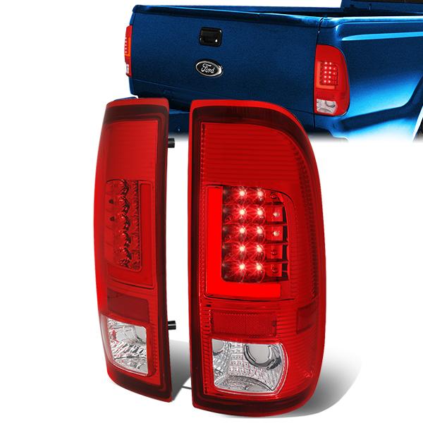 Nuvision Lighting, 97-07 Ford F250 F350 F450 F550 Super Duty Red L-Bar LED Rear Brake Tail Lights