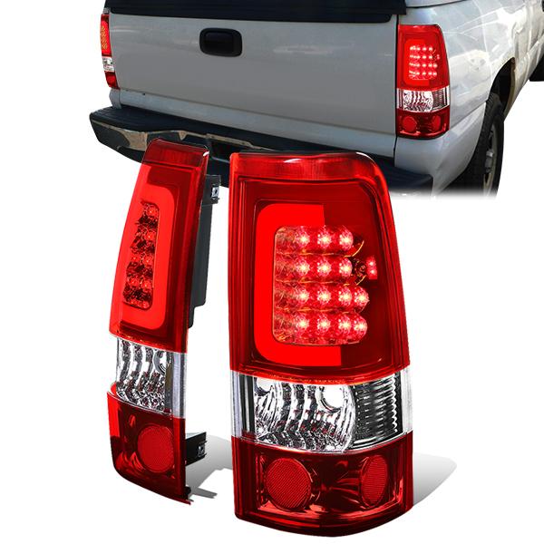 Nuvision Lighting, 99-03 Chevy Silverado GMC Sierra 1500 2500 3500 LED C-Bar Tail Lights - Red