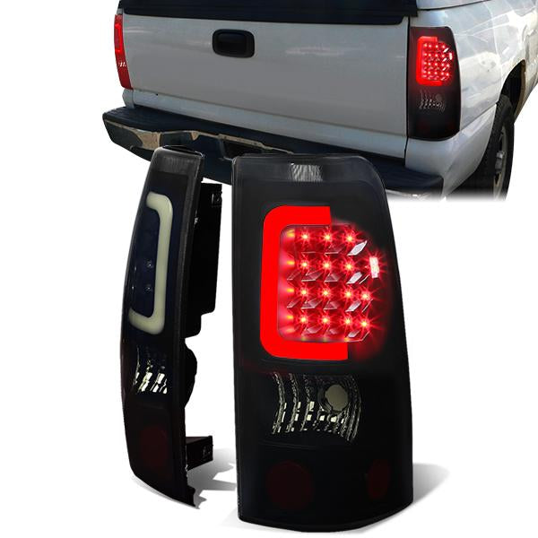 Nuvision Lighting, 99-03 Chevy Silverado GMC Sierra 1500 2500 3500 LED C-Bar Tail Lights - Tinted