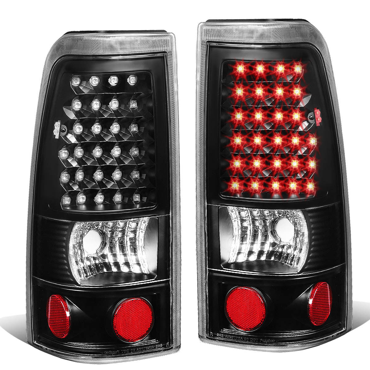 Nuvision Lighting, 99-03 Chevy Silverado GMC Sierra 1500 2500 3500 LED Tail Lights - Black