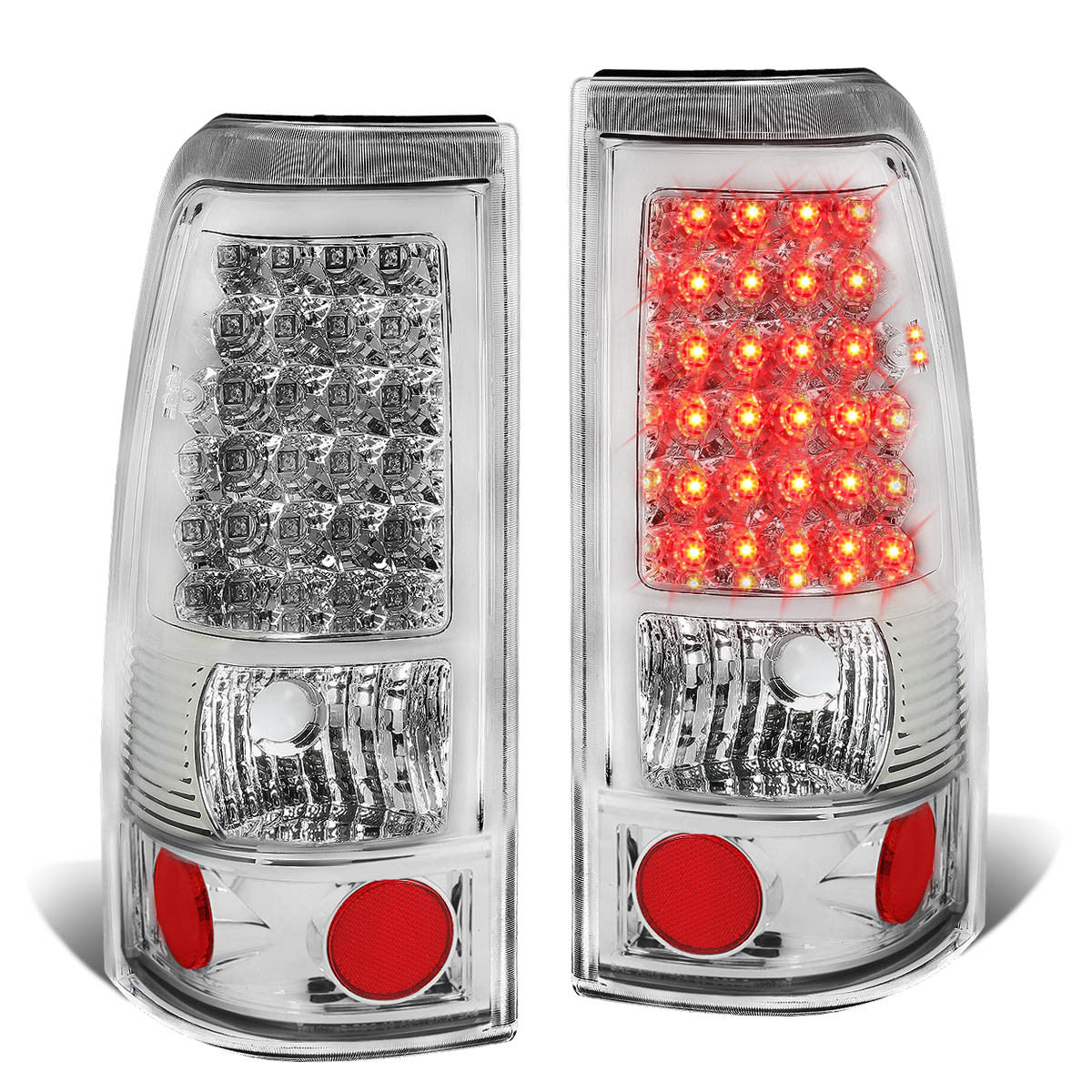 Nuvision Lighting, 99-03 Chevy Silverado GMC Sierra 1500 2500 3500 LED Tail Lights - Chrome