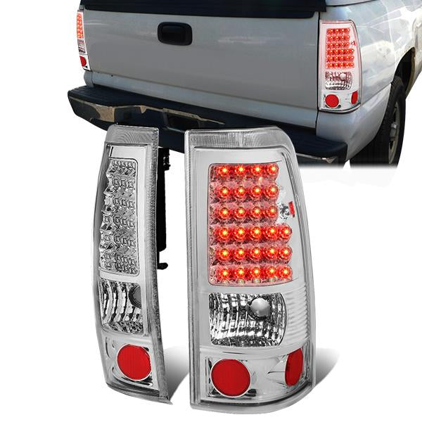 Nuvision Lighting, 99-03 Chevy Silverado GMC Sierra 1500 2500 3500 LED Tail Lights - Chrome