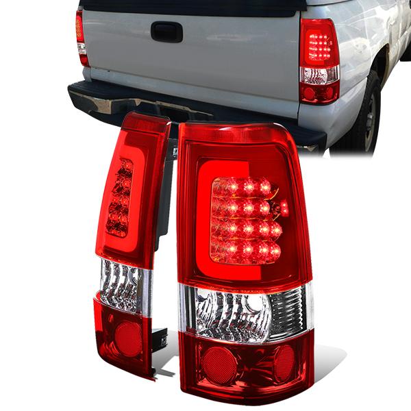 Nuvision Lighting, 99-03 Chevy Silverado GMC Sierra 1500 2500 3500 Red C-Bar LED Tail Lights