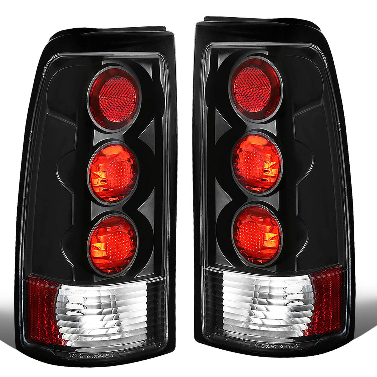 Nuvision Lighting, 99-03 GMC Sierra Chevy Silverado 1500 2500 3500 Tail Lights - Altezza Style - Black Housing