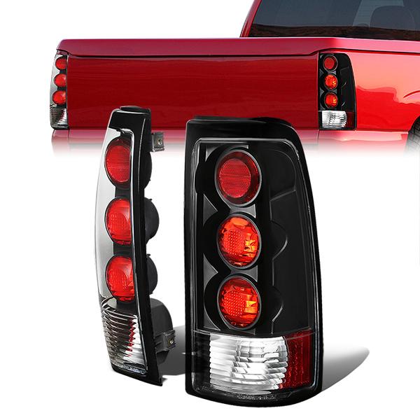 Nuvision Lighting, 99-03 GMC Sierra Chevy Silverado 1500 2500 3500 Tail Lights - Altezza Style - Black Housing