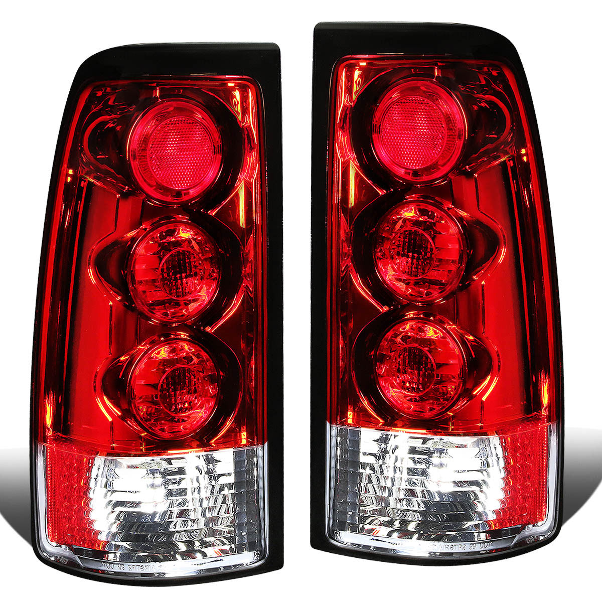 Nuvision Lighting, 99-03 GMC Sierra Chevy Silverado 1500 2500 3500 Tail Lights - Altezza Style - Red Housing