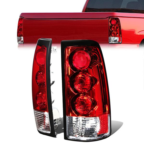 Nuvision Lighting, 99-03 GMC Sierra Chevy Silverado 1500 2500 3500 Tail Lights - Altezza Style - Red Housing