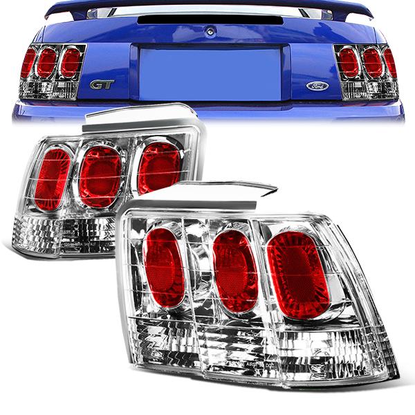 Nuvision Lighting, 99-04 Ford Mustang Rear Brake Tail Lights - Altezza Style - Chrome Housing