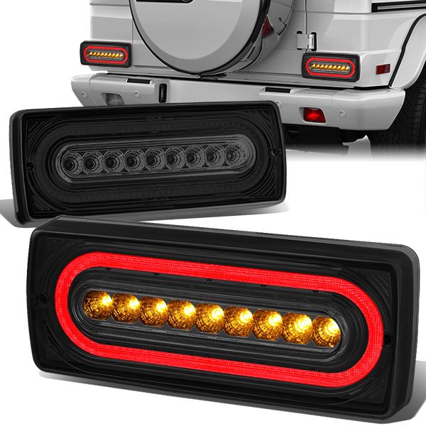 Nuvision Lighting, 99-17 Mercedes-Benz G500 G550 G55/G63/GLA45 AMG LED Rear Brake Tail Lights - Red/Smoked