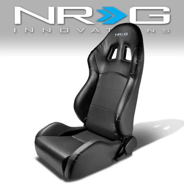 NRG Innovations, Driver Side PVC Leather Racing Seat w/Universal Slider - RS-204-PVC-BK-L