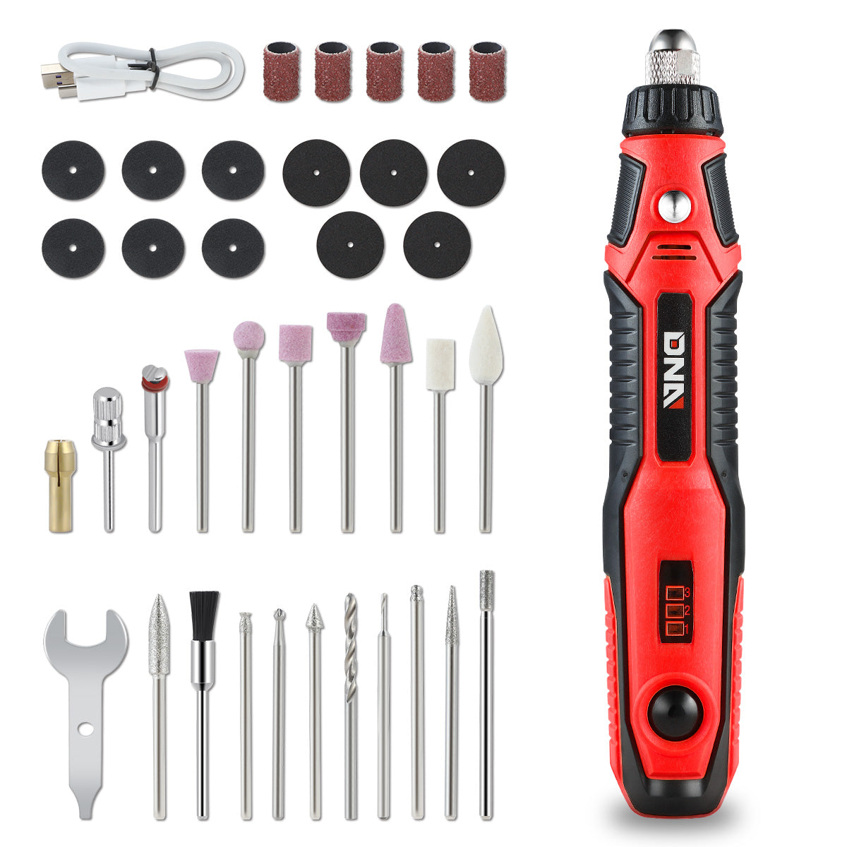 DNA Motoring, Electric Cordless 3-Speed Rotary Grinder Tool Set w/48Pcs Accessories [A Variety of Color Options]