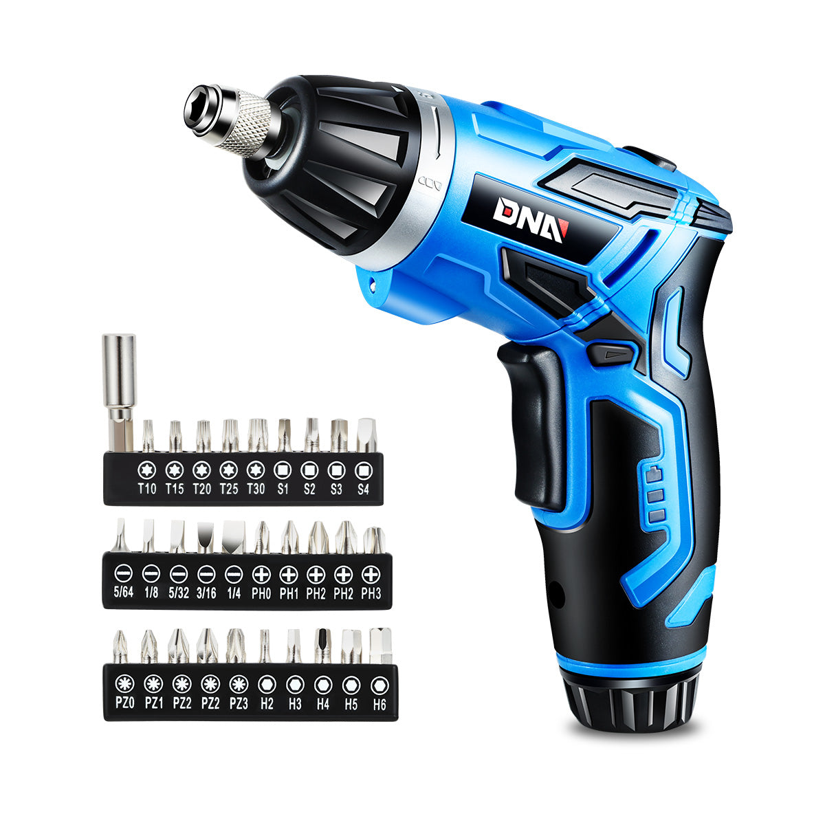 DNA Motoring, Electric Wireless Cordless Screwdriver w/30Pcs Driver Bits+LED Work Light [A Variety of Color Options]