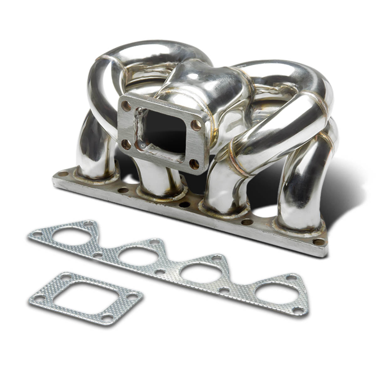 J2 Engineering, Honda B-Series B16A1 B18B1 Civic EM1/DB DC2 Turbo Manifold - For T3 Turbo/Turbocharger - Stainless Steel