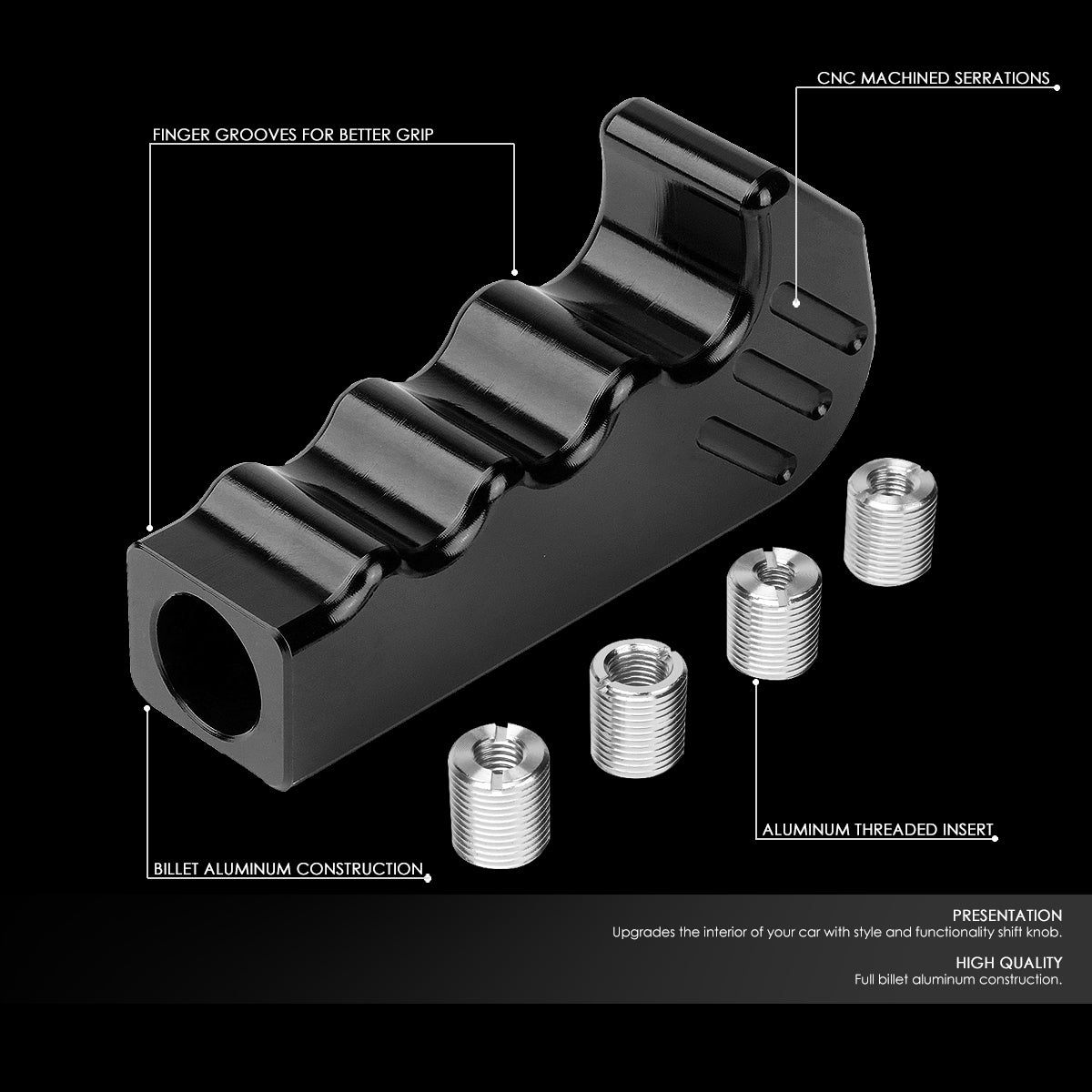 J2 Engineering, Manual Transmission Pistol Grip Shift Knob - Aluminum - M8, M10 x 1.5/1.25, M12