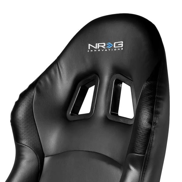 NRG Innovations, Passenger Side PVC Leather Racing Seat w/Universal Slider - RS-204-PVC-BK-R