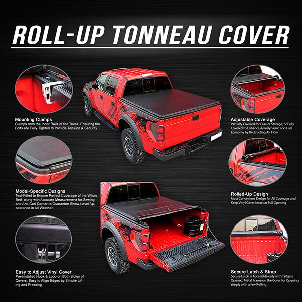 DNA Motoring, Soft Roll-up Tonneau Cover 94-03 Chevy S10, GMC Sonoma 6 ft. Fleetside Bed