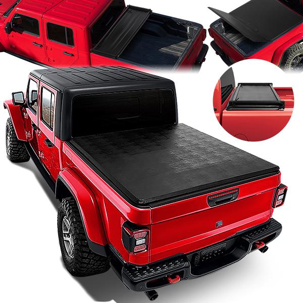 DNA Motoring, Soft Vinyl Tri-Fold Tonneau Cover 2020 Jeep Gladiator