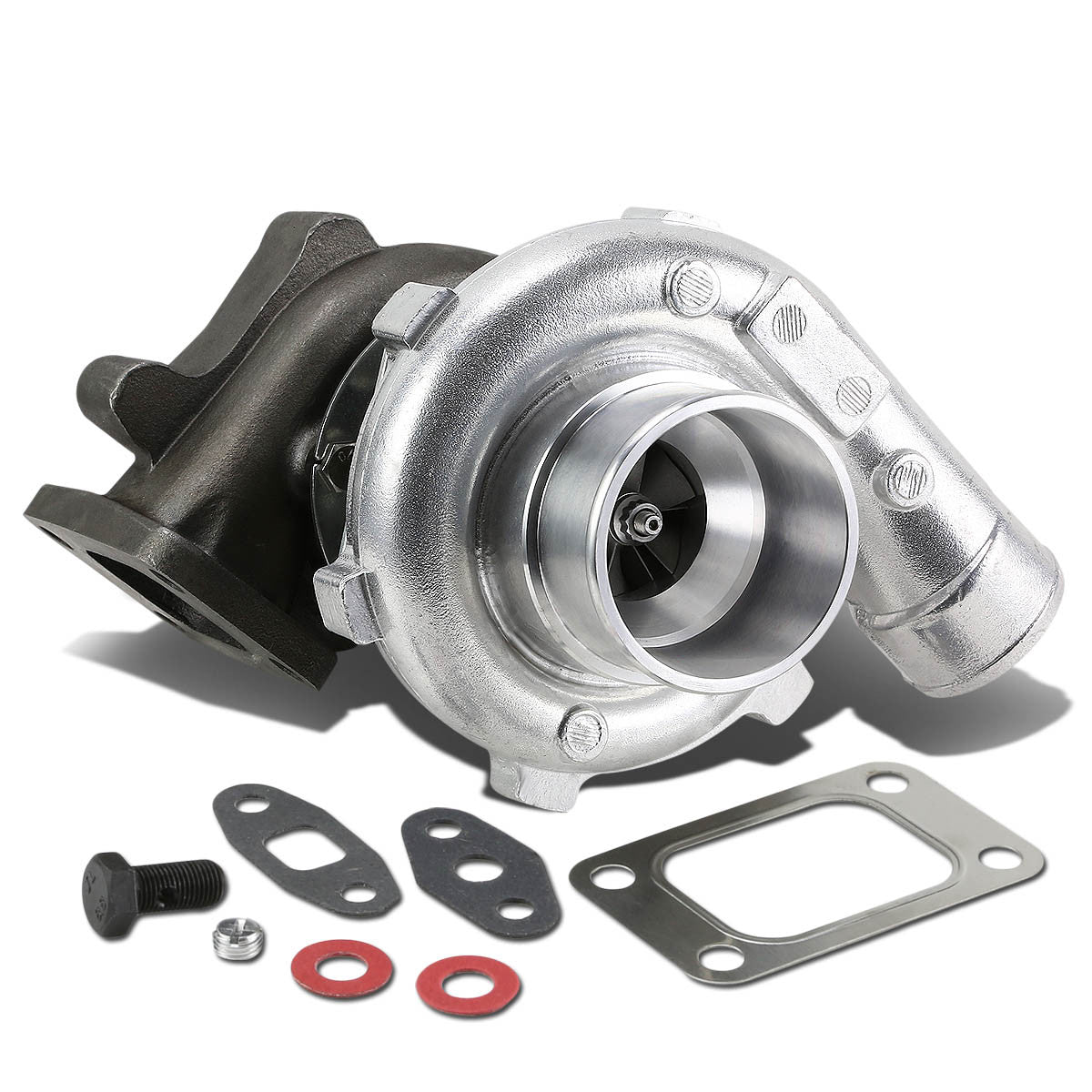 J2 Engineering, T04E Turbocharger - 3 in. Inlet / 2 in. Outlet T3/T4 4-Bolts Flange A/R 0.48