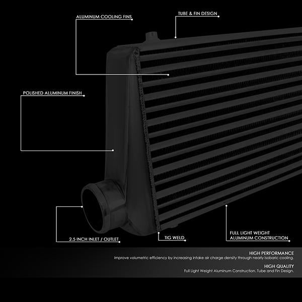 CAAP, Universal Tube & Fin Aluminum Intercooler - 3" OD Inlet/Outlet 30.75" W X 12.75" H X 3" D - Black